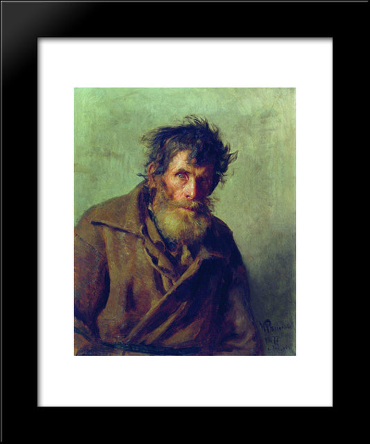 A Shy Peasant 20x24 Black Modern Wood Framed Art Print Poster by Repin, Ilya