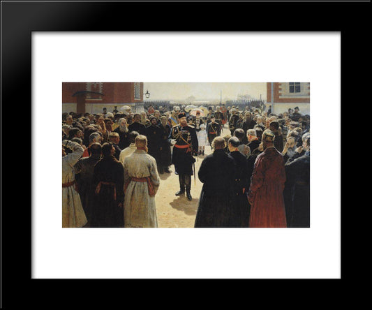 Aleksander Iii Receiving Rural District Elders In The Yard Of Petrovsky Palace In Moscow 20x24 Black Modern Wood Framed Art Print Poster by Repin, Ilya
