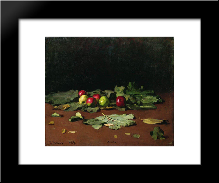 Apples And Leaves 20x24 Black Modern Wood Framed Art Print Poster by Repin, Ilya