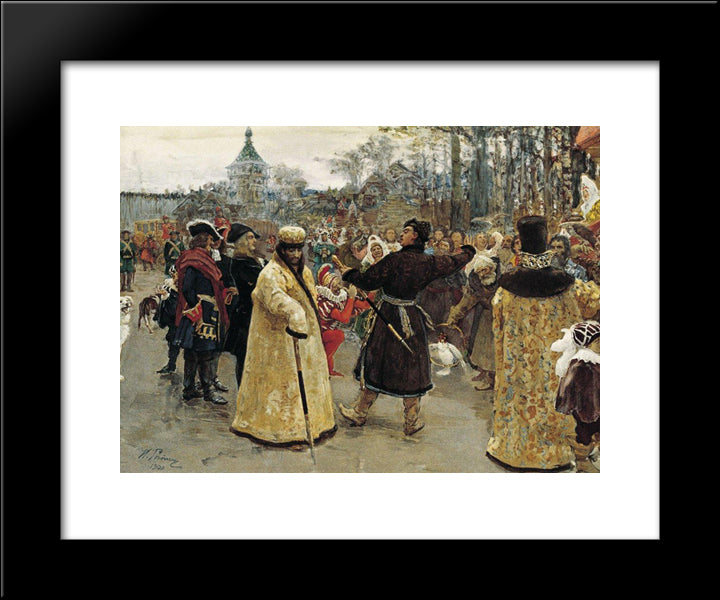 Arrival Tsars Piotr And Ioann 20x24 Black Modern Wood Framed Art Print Poster by Repin, Ilya