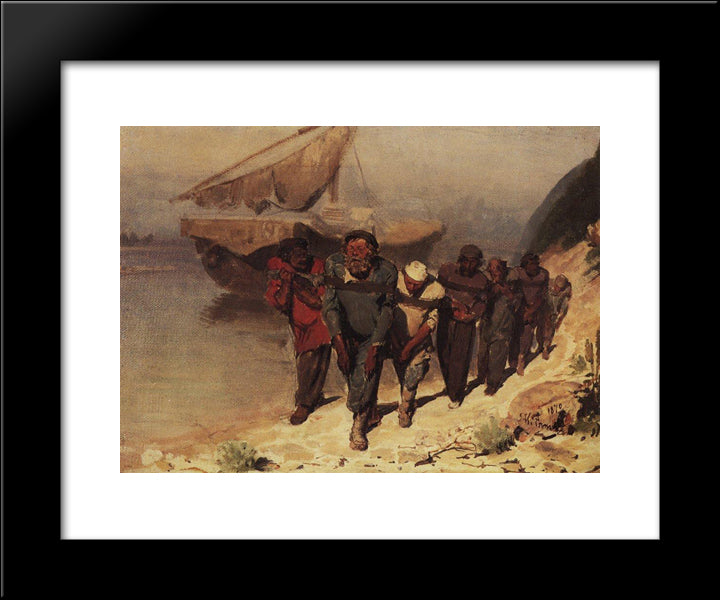 Barge Haulers On The Volga 20x24 Black Modern Wood Framed Art Print Poster by Repin, Ilya