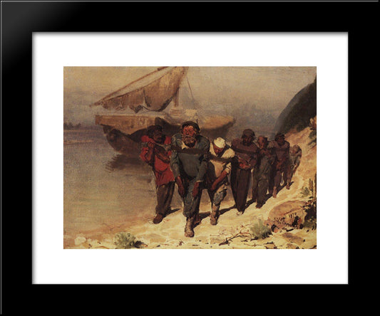Barge Haulers On The Volga 20x24 Black Modern Wood Framed Art Print Poster by Repin, Ilya