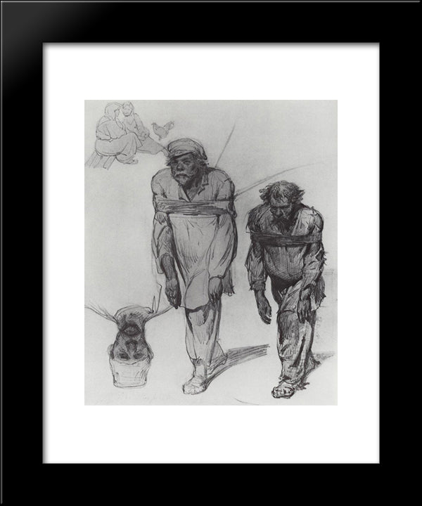 Barge Haulers Pulling On The Strap 20x24 Black Modern Wood Framed Art Print Poster by Repin, Ilya