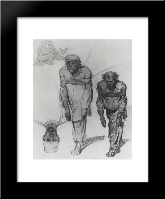 Barge Haulers Pulling On The Strap 20x24 Black Modern Wood Framed Art Print Poster by Repin, Ilya