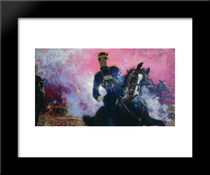 Belgian King Albert At The Time Of The Explosion Of The Dam In 1914 20x24 Black Modern Wood Framed Art Print Poster by Repin, Ilya