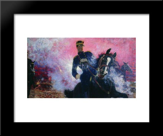 Belgian King Albert At The Time Of The Explosion Of The Dam In 1914 20x24 Black Modern Wood Framed Art Print Poster by Repin, Ilya