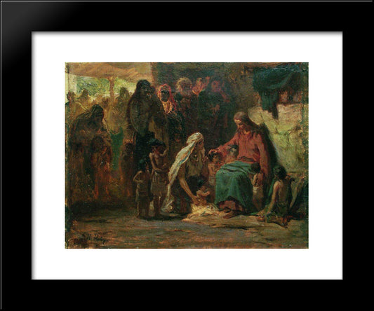 Blessing Children 20x24 Black Modern Wood Framed Art Print Poster by Repin, Ilya