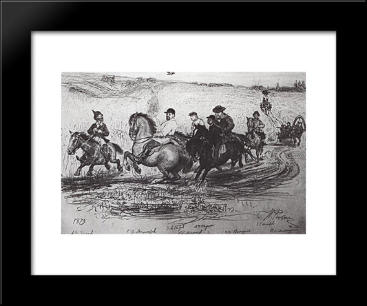 Cavalcade In Abramtzevo 20x24 Black Modern Wood Framed Art Print Poster by Repin, Ilya