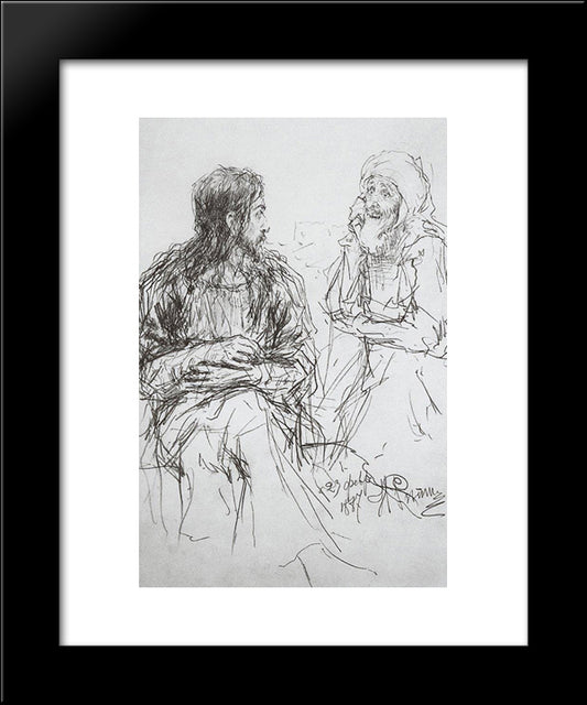 Christ And Nicodemus 20x24 Black Modern Wood Framed Art Print Poster by Repin, Ilya