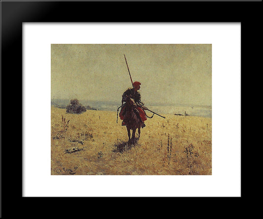 Cossack In The Steppe 20x24 Black Modern Wood Framed Art Print Poster by Repin, Ilya