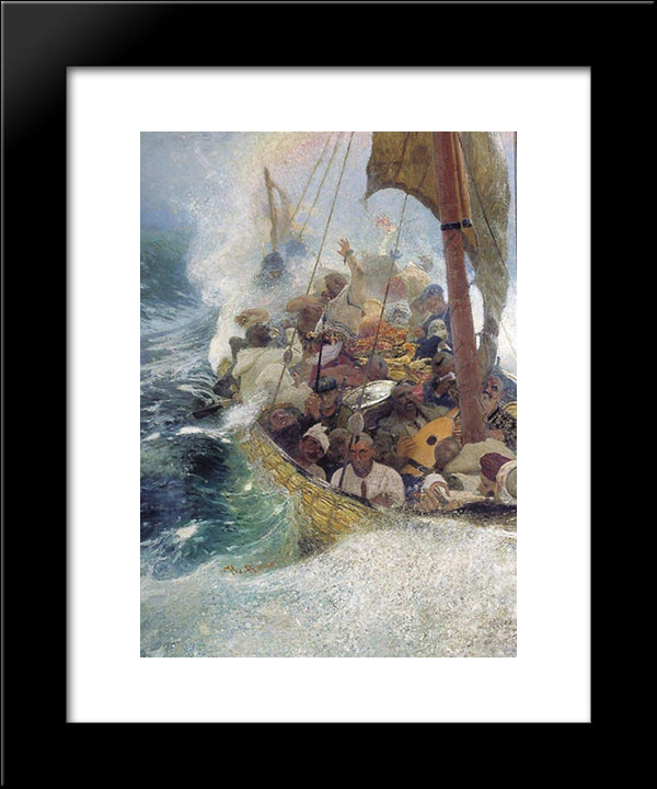 Cossacks On The Black Sea 20x24 Black Modern Wood Framed Art Print Poster by Repin, Ilya