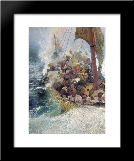 Cossacks On The Black Sea 20x24 Black Modern Wood Framed Art Print Poster by Repin, Ilya