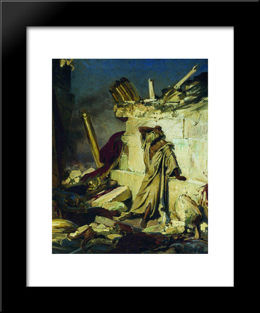 Cry Of Prophet Jeremiah On The Ruins Of Jerusalem (On A Bible Subject) 20x24 Black Modern Wood Framed Art Print Poster by Repin, Ilya