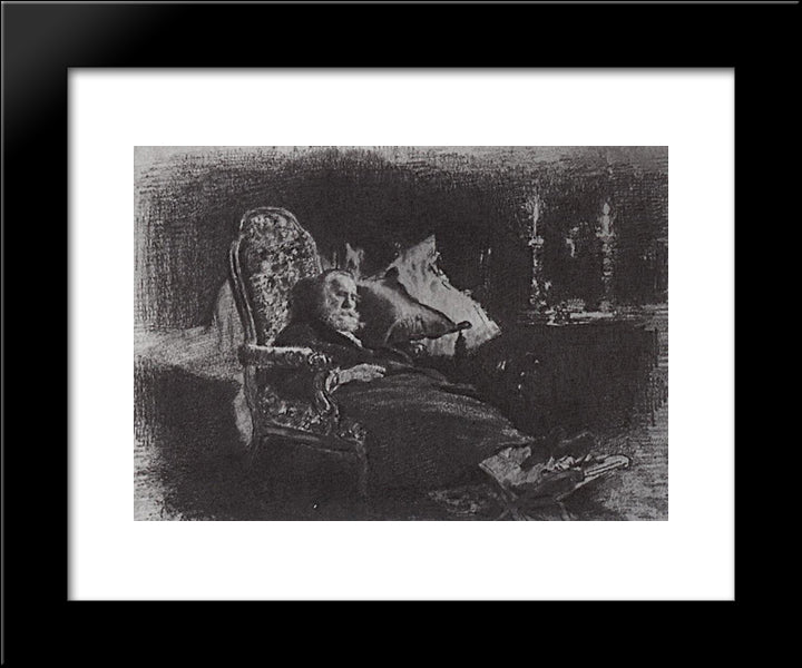 Death Of Fedor Chizhov 20x24 Black Modern Wood Framed Art Print Poster by Repin, Ilya
