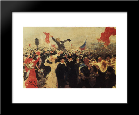 Demonstration On October 17, 1905 (Sketch) 20x24 Black Modern Wood Framed Art Print Poster by Repin, Ilya
