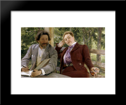 Double Portrait Of Natalia Nordmann And Ilya-Repin 20x24 Black Modern Wood Framed Art Print Poster by Repin, Ilya