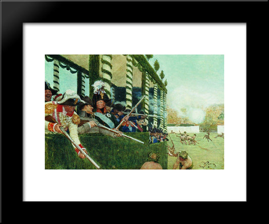 Emperor Alexander I And Emperor Napoleon In The Hunt 20x24 Black Modern Wood Framed Art Print Poster by Repin, Ilya