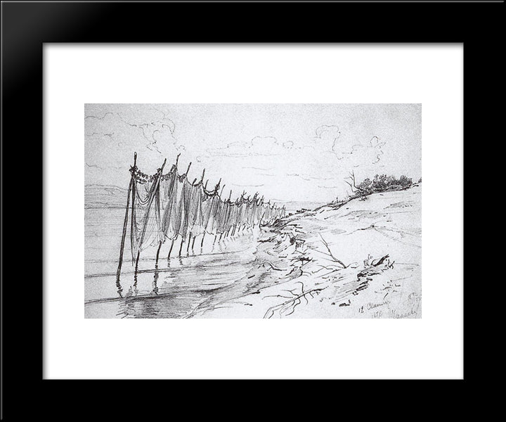 Fishing Nets. Shiryaevo. 20x24 Black Modern Wood Framed Art Print Poster by Repin, Ilya