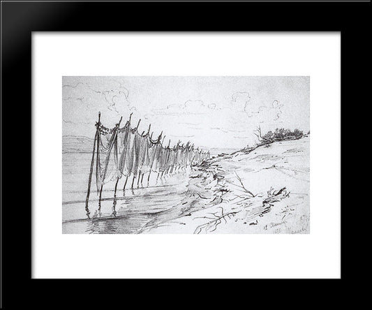 Fishing Nets. Shiryaevo. 20x24 Black Modern Wood Framed Art Print Poster by Repin, Ilya