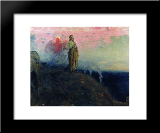 Follow Me, Satan (Temptation Of Jesus Christ) 20x24 Black Modern Wood Framed Art Print Poster by Repin, Ilya