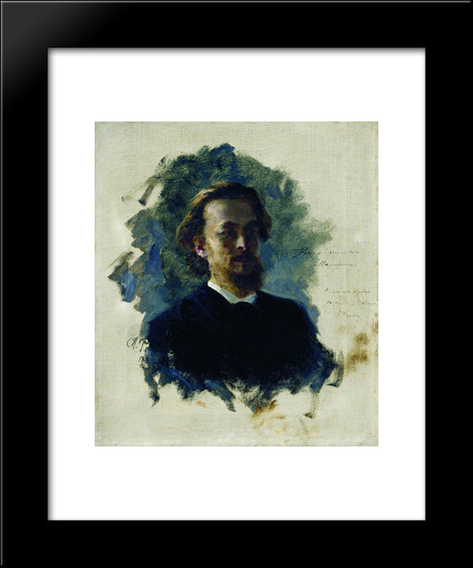 Head Of A Man 20x24 Black Modern Wood Framed Art Print Poster by Repin, Ilya