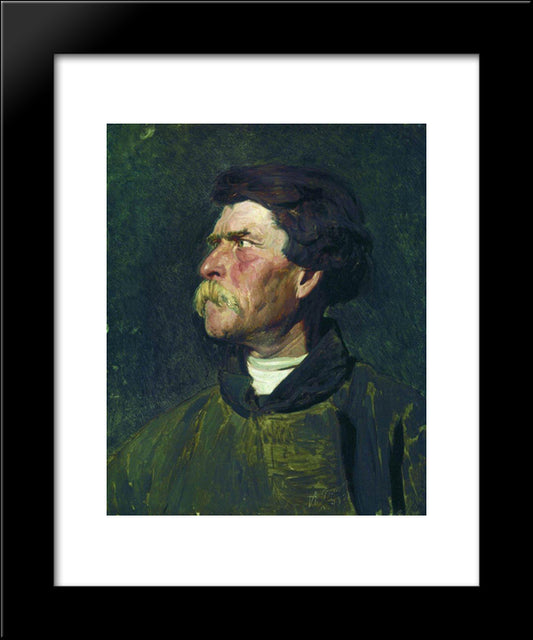 Head Of Peasant 20x24 Black Modern Wood Framed Art Print Poster by Repin, Ilya