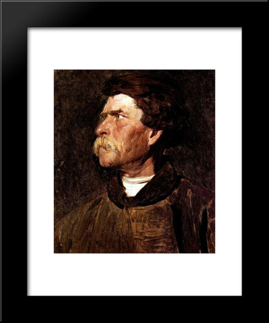 Head Of Peasant (Study) 20x24 Black Modern Wood Framed Art Print Poster by Repin, Ilya
