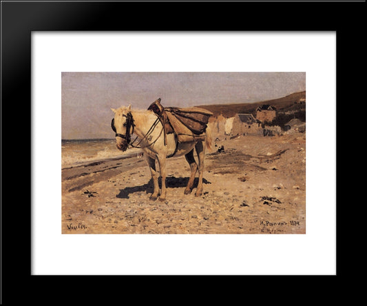 Horse For The Stones Collecting In The Vela 20x24 Black Modern Wood Framed Art Print Poster by Repin, Ilya