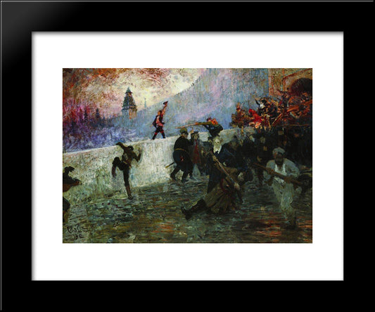 In The Besieged Moscow In 1812 20x24 Black Modern Wood Framed Art Print Poster by Repin, Ilya