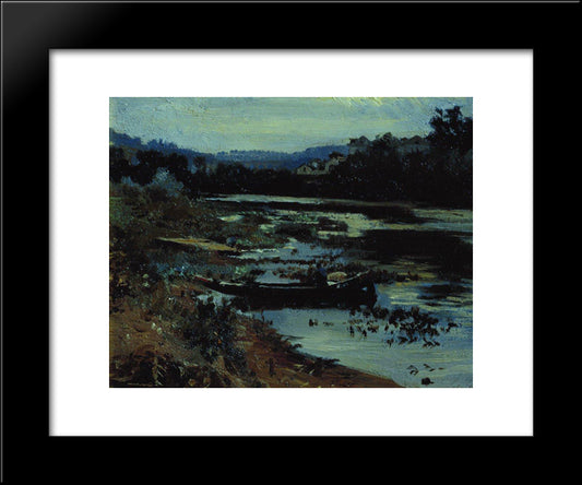 Landscape With Boat 20x24 Black Modern Wood Framed Art Print Poster by Repin, Ilya