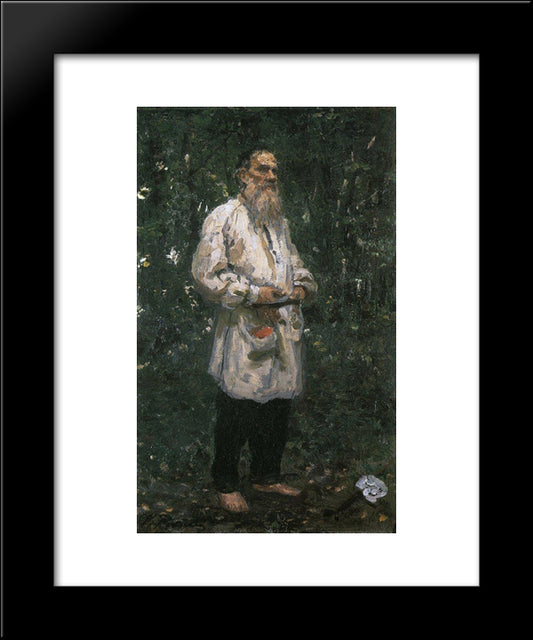 Leo Tolstoy Barefoot 20x24 Black Modern Wood Framed Art Print Poster by Repin, Ilya