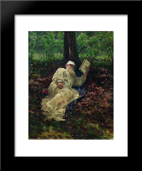 Leo Tolstoy In The Forest 20x24 Black Modern Wood Framed Art Print Poster by Repin, Ilya