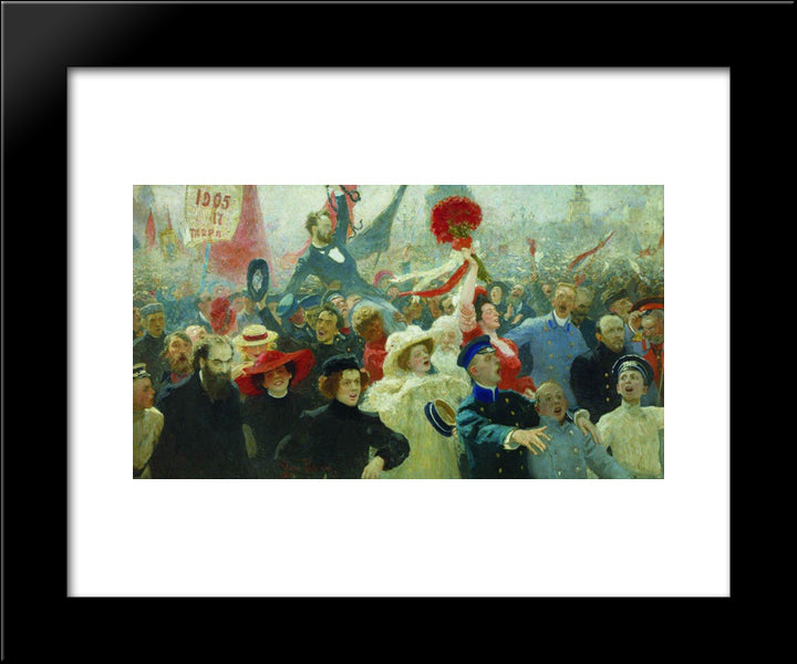 Manifestation. October 17, 1905 20x24 Black Modern Wood Framed Art Print Poster by Repin, Ilya