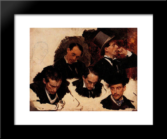 Men'S Heads 20x24 Black Modern Wood Framed Art Print Poster by Repin, Ilya