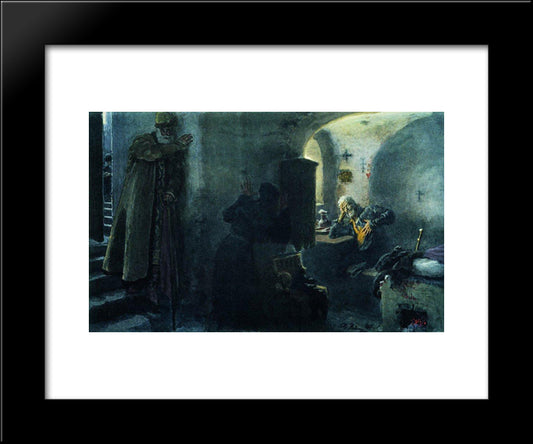 Monk Filaret Imprisoned In The Antonievo-Siyskiy Monastery 20x24 Black Modern Wood Framed Art Print Poster by Repin, Ilya