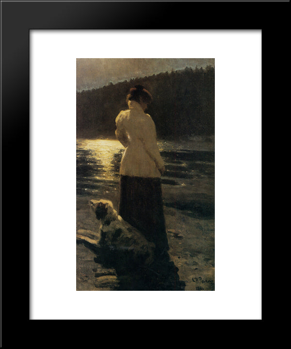Moonlight 20x24 Black Modern Wood Framed Art Print Poster by Repin, Ilya