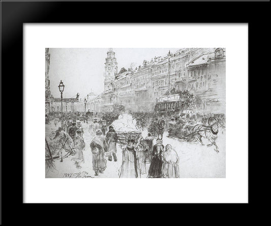 Nevsky Avenue 20x24 Black Modern Wood Framed Art Print Poster by Repin, Ilya