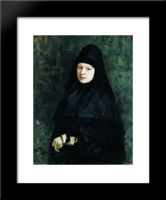 Nun 20x24 Black Modern Wood Framed Art Print Poster by Repin, Ilya