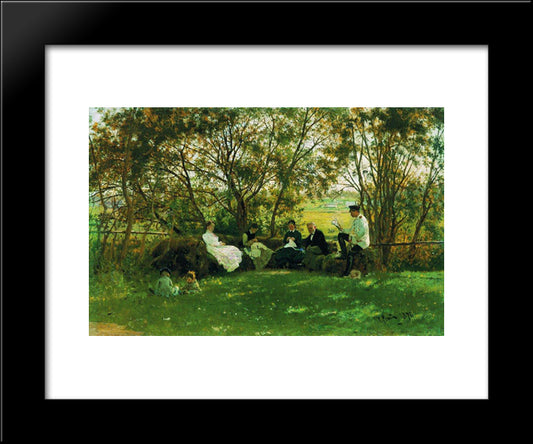 On A Turf Bench 20x24 Black Modern Wood Framed Art Print Poster by Repin, Ilya
