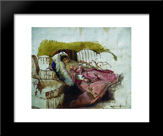 On The Couch 20x24 Black Modern Wood Framed Art Print Poster by Repin, Ilya