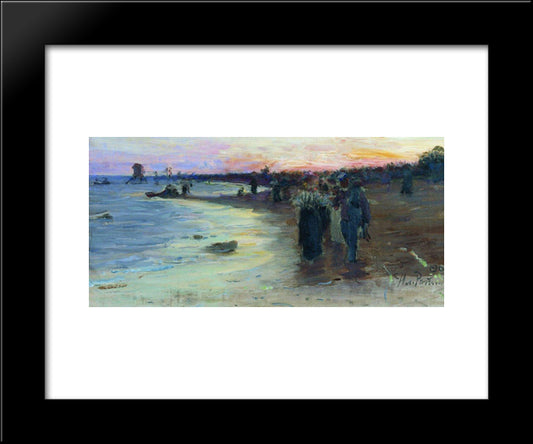 On The Shore Of The Gulf Of Finland 20x24 Black Modern Wood Framed Art Print Poster by Repin, Ilya