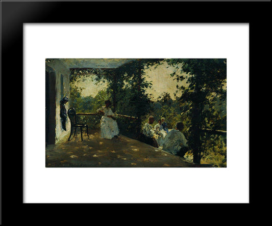 On The Terrace 20x24 Black Modern Wood Framed Art Print Poster by Repin, Ilya