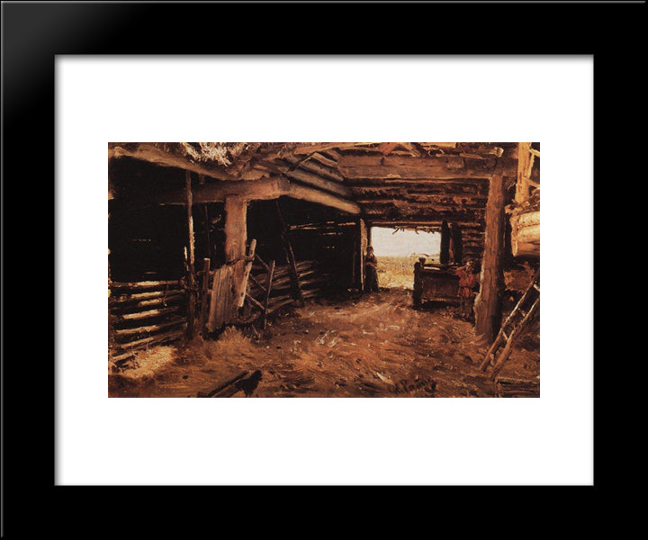 Peasant Yard 20x24 Black Modern Wood Framed Art Print Poster by Repin, Ilya
