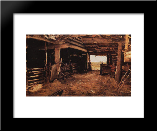 Peasant Yard 20x24 Black Modern Wood Framed Art Print Poster by Repin, Ilya