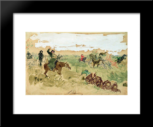 Peter The Great On The Hunt 20x24 Black Modern Wood Framed Art Print Poster by Repin, Ilya