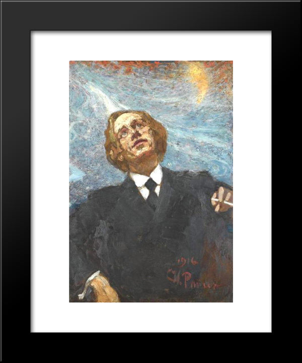 Poet-Futurist (Portrait Of Vladimir Vladimirovich Mayakovsky) 20x24 Black Modern Wood Framed Art Print Poster by Repin, Ilya