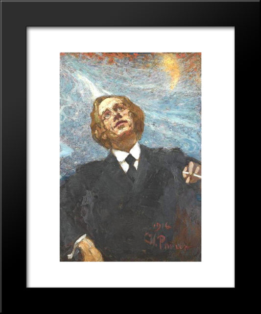Poet-Futurist (Portrait Of Vladimir Vladimirovich Mayakovsky) 20x24 Black Modern Wood Framed Art Print Poster by Repin, Ilya