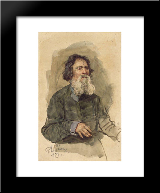 Portrait Of A Bearded Peasant 20x24 Black Modern Wood Framed Art Print Poster by Repin, Ilya