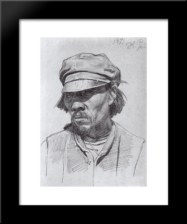 Portrait Of A Kalmyk 20x24 Black Modern Wood Framed Art Print Poster by Repin, Ilya
