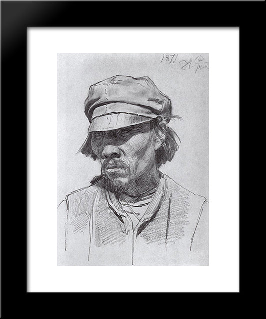 Portrait Of A Kalmyk 20x24 Black Modern Wood Framed Art Print Poster by Repin, Ilya